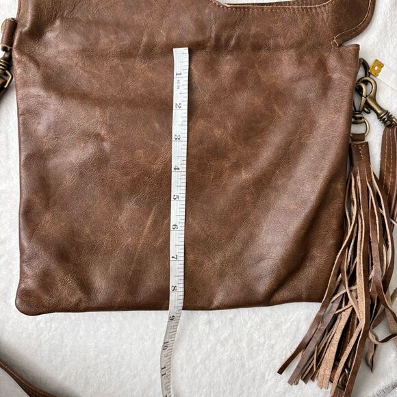 La Rue Leather Shoulder Bag Brown Boho Y2K Unique Crossbody Shoulder Bag - Picture 7 of 10
